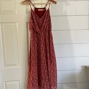 Francesca’s Rust orange spaghetti strap midi dress